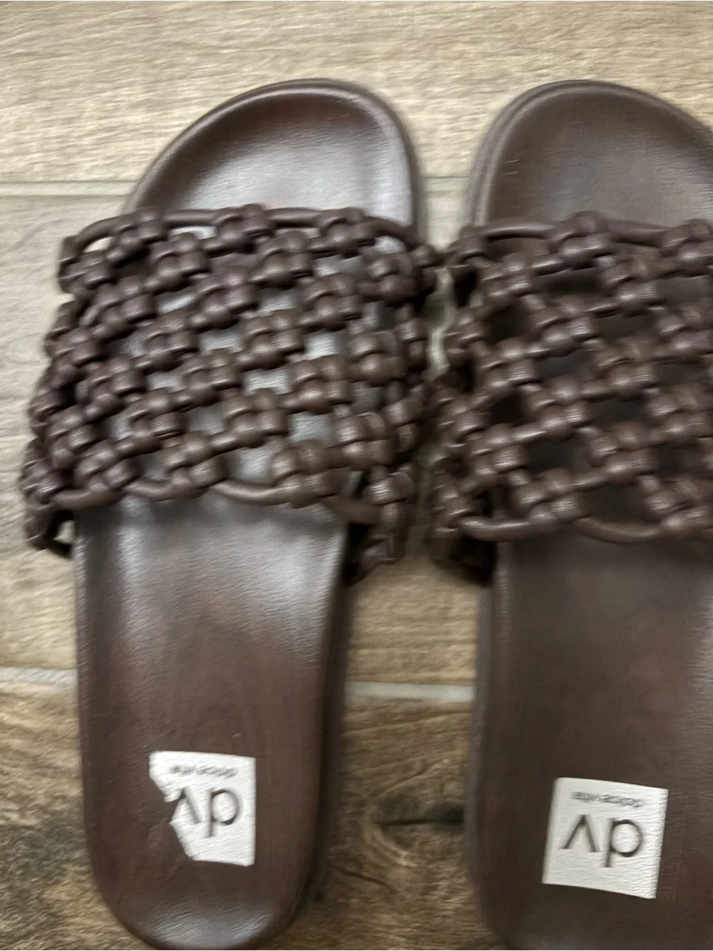 DV by Dolce Vita Dark Brown Woven Slide Sandals